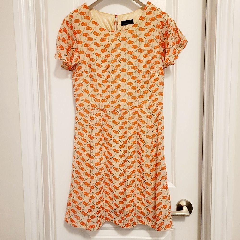 2/$20 Vero Moda cute cherry printed orange red one piece summer dress